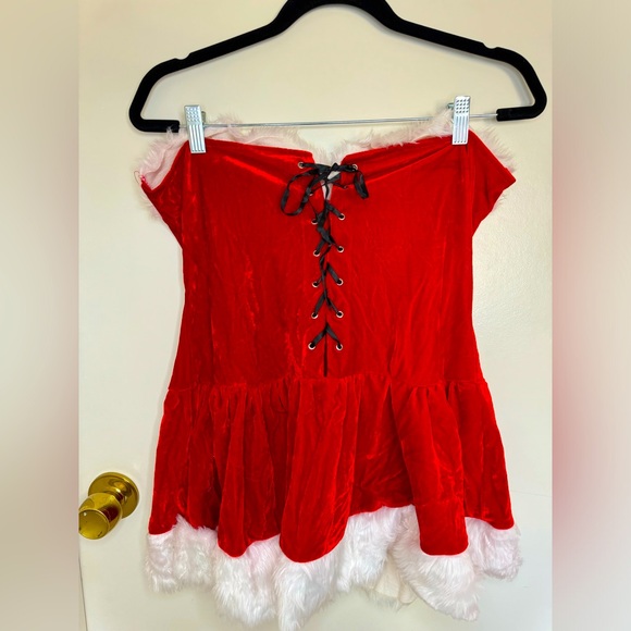 Velvet Mrs Claus Corseted Mini Lingerie Dress - Picture 2 of 2